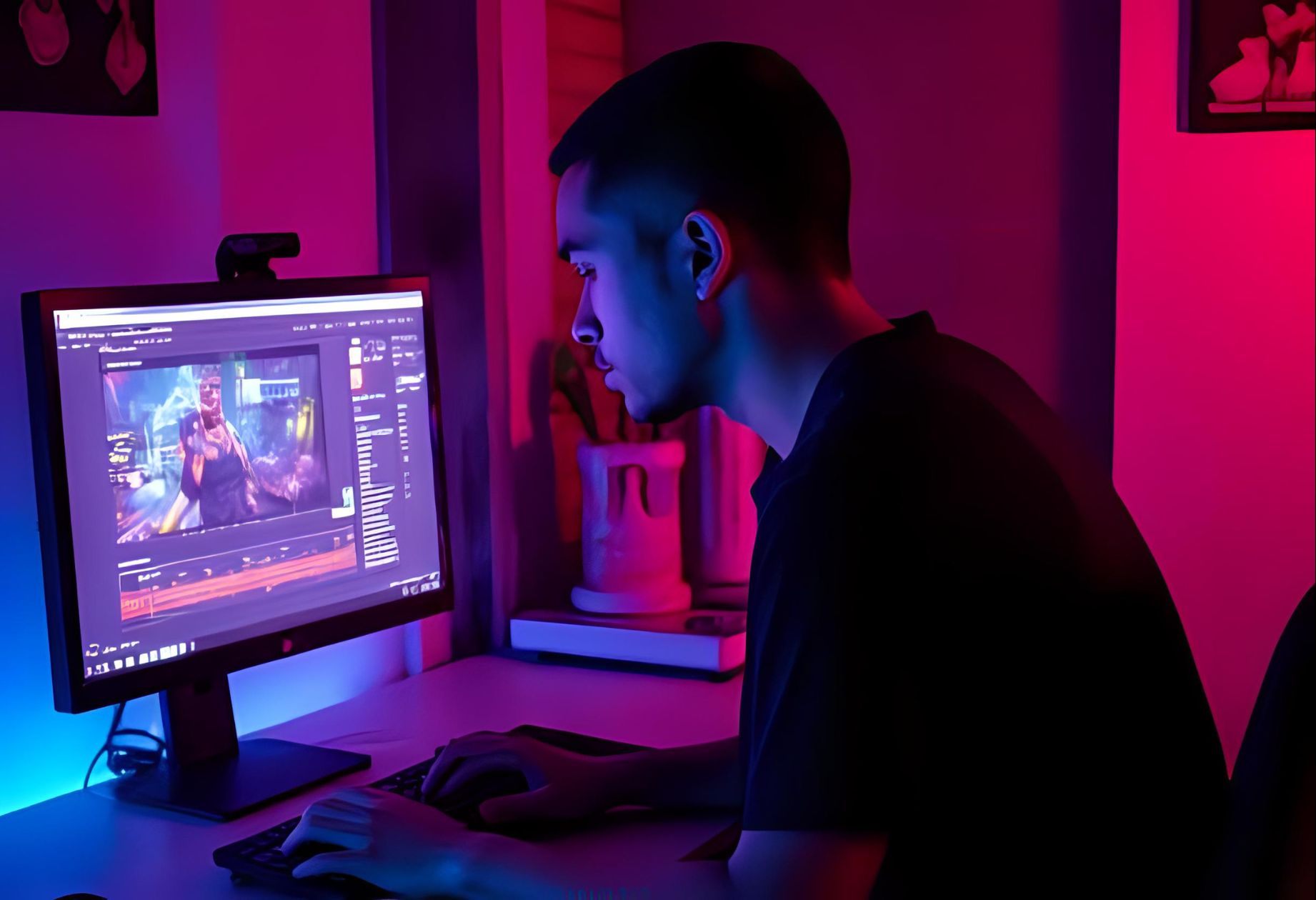 A man is using AI to help him create 2D game art.