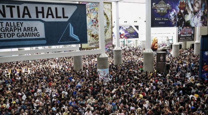 Large crowds of excited fans and enthusiasts at Anime Expo 2023