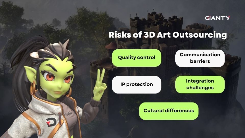 By addressing these challenges, studios can maximize the benefits of 3D art outsourcing while minimizing risks (GIANTY)