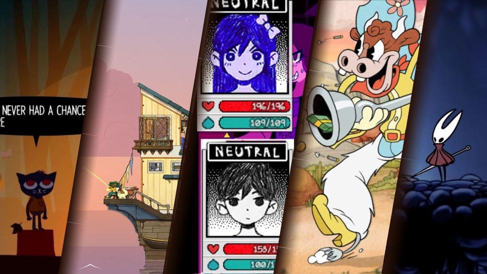 Night in The Woods, Spiritfarer, Omori, Cuphead, and Hollow Knight