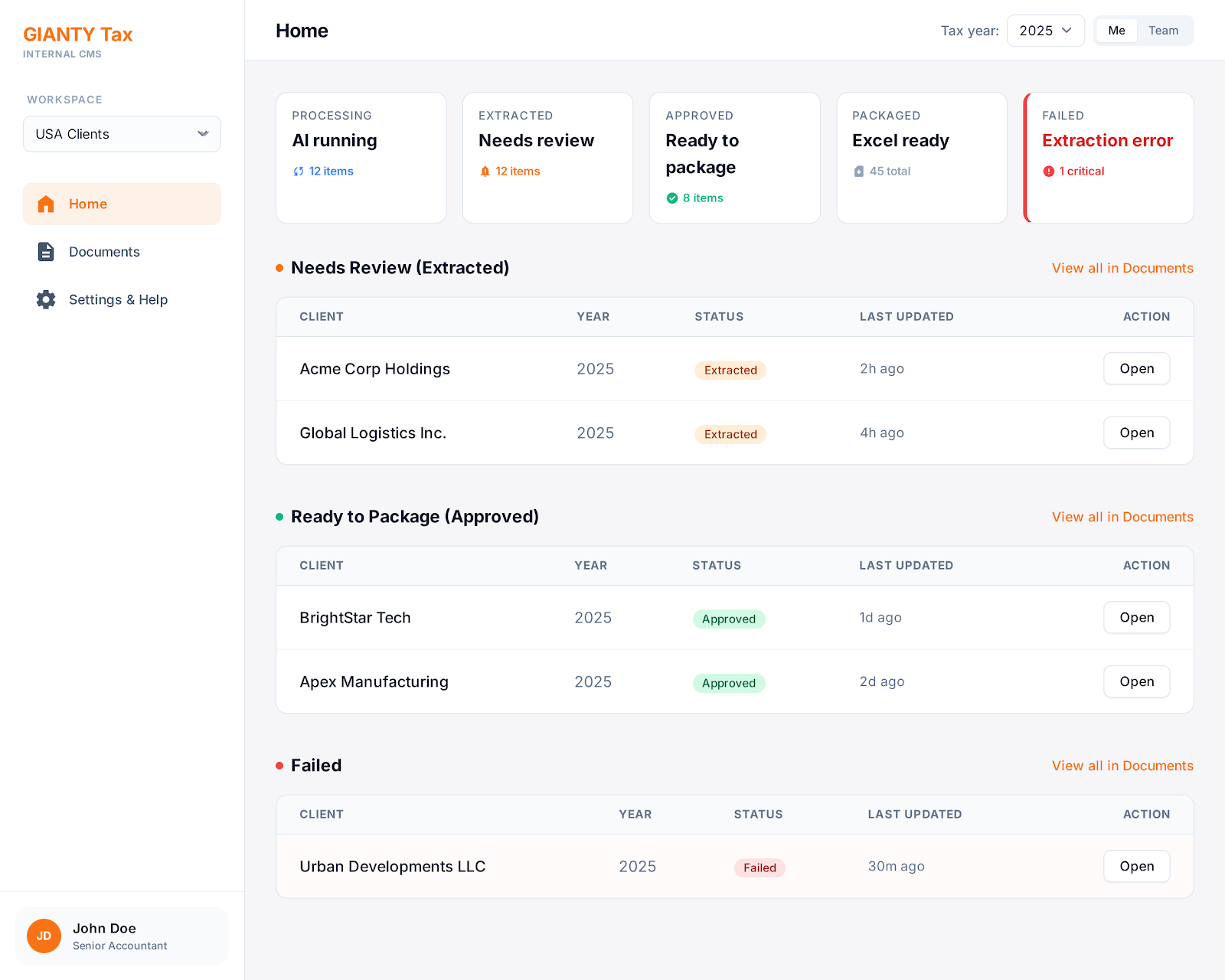 GIANTY Tax AI Home Screen